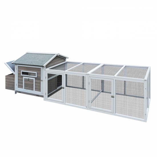 118 inch Wooden Chicken Coop Outdoor Hen House Poultry Cage with Free-range Doors, Nesting Box,Leakproof Pull-on Tray