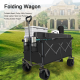 Collapsible Folding Wagon, Push Pull Foldable Beach Wagon Cart