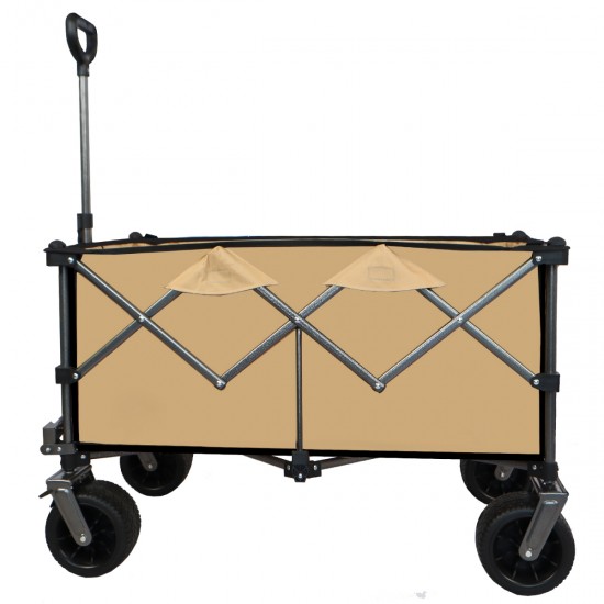 Collapsible Folding Wagon, Push Pull Foldable Beach Wagon Cart