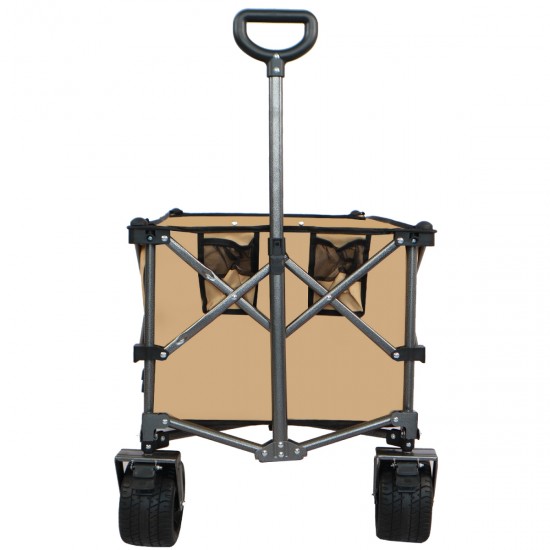 Collapsible Folding Wagon, Push Pull Foldable Beach Wagon Cart