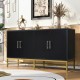 U_STYLE  Distinctive Features of Four-Door Sideboard with Metal and Cross-Leg Design,Suitable for Living Rooms,Entrance and Study