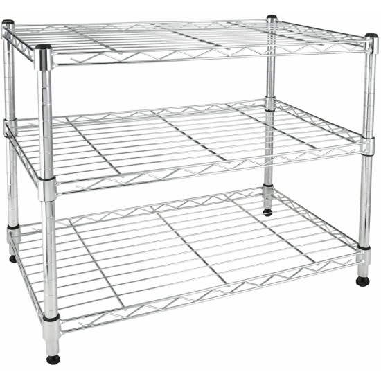 Simple Deluxe Heavy Duty 3-Shelf Shelving Unit, 24 Inch D x 14 InchW x 20 Inch H, 3 Tier