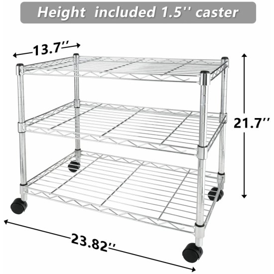 Simple Deluxe Heavy Duty 3-Shelf Shelving Unit, 24 Inch D x 14 InchW x 20 Inch H, 3 Tier