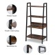 YSSOA 4-Tier Ladder Bookshelf Organizer, Rustic Brown Ladder Shelf for Home & Office, Wood Board & Metal Frame