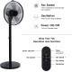 Simple Deluxe 14.5 Inch Adjustable 12 Levels Speed Pedestal Stand Fan with Remote Control for Indoor, Home, Office and College Dorm Use, 90 Degree Horizontal Oscillating, 9 Hours Timer, 14.5 Inch, Black