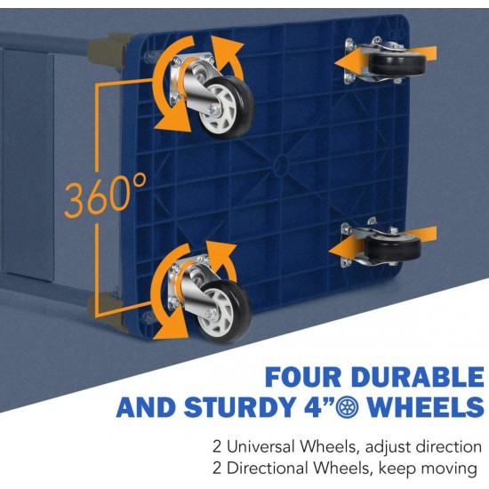 YSSOA Platform Truck with 440lb Weight Capacity and 360 Degree Swivel Wheels, Foldable Push Hand Cart for Loading and Storage, Blue