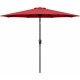 Simple Deluxe 9ft Outdoor Market Table Patio Umbrella with Button Tilt, Crank and 8 Sturdy Ribs for Garden, Red