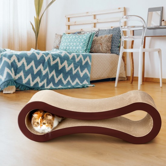 FluffyDream Cat Scratcher Cardboard, Scratching Pad House Bed Furniture Protector, Infinity Shape, Curved