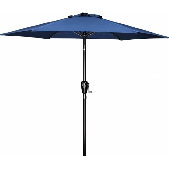 Simple Deluxe 7.5' Patio Outdoor Table Market Yard Umbrella with Push Button Tilt/Crank, 6 Sturdy Ribs for Garden, Deck, Backyard, Pool, 7.5ft, Blue