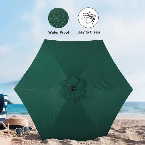 Simple Deluxe 7.5ft Patio Outdoor Table Market Yard Umbrella with Push Button Tilt/Crank, 6 Sturdy Ribs for Garden, Deck, Backyard, Pool, 7.5ft, Green