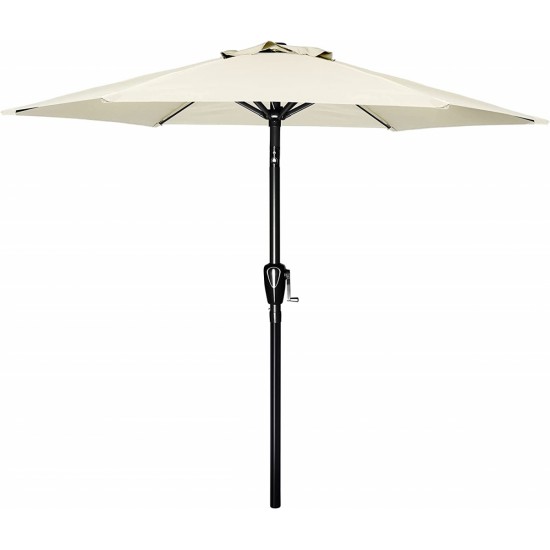 Simple Deluxe 7.5' Patio Outdoor Table Market Yard Umbrella with Push Button Tilt/Crank, 6 Sturdy Ribs for Garden, Deck, Backyard, Pool, 7.5ft, Beige