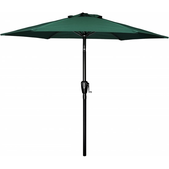 Simple Deluxe 7.5ft Patio Outdoor Table Market Yard Umbrella with Push Button Tilt/Crank, 6 Sturdy Ribs for Garden, Deck, Backyard, Pool, 7.5ft, Green