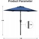 Simple Deluxe 7.5' Patio Outdoor Table Market Yard Umbrella with Push Button Tilt/Crank, 6 Sturdy Ribs for Garden, Deck, Backyard, Pool, 7.5ft, Blue