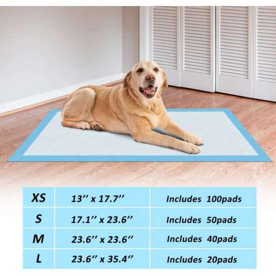 ScratchMe Super-Absorbent Waterproof Dog and Puppy Pet Training Pad, Housebreaking Pet Pad, 100-Count Extra Small-Size, 13’’X17.7’’, Blue