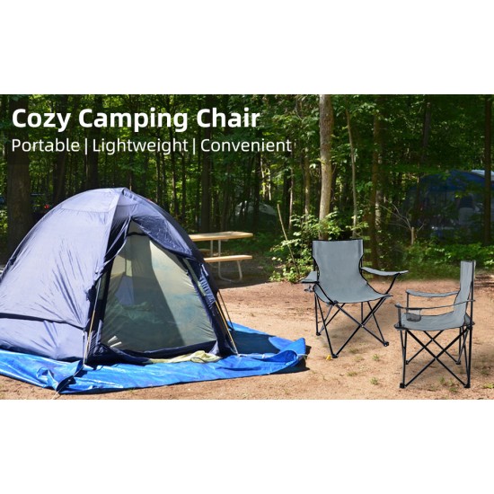 YSSOA Portable Folding Grey Camping Chair, 1-Pack