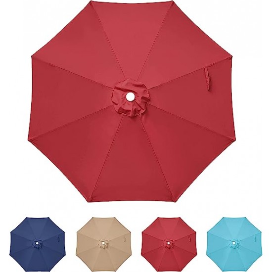 9' Patio Umbrella Replacement Canopy Outdoor Table Market Yard Umbrella Replacement Top Cover, Red