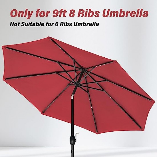 9' Patio Umbrella Replacement Canopy Outdoor Table Market Yard Umbrella Replacement Top Cover, Red