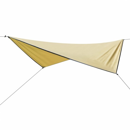 Camping Tarp Waterproof, Hammock Rain Fly Lightweight, Backpack Tarp Portable, Multifunctional Tent Tarp for Camping, Emergency Shelter Tarp, UV Protection, 210T Polyester, 11.8 x 9.5 ft, Beige