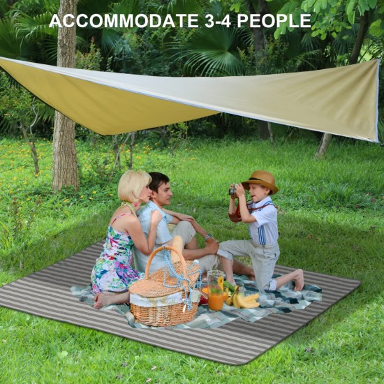 Camping Tarp Waterproof, Hammock Rain Fly Lightweight, Backpack Tarp Portable, Multifunctional Tent Tarp for Camping, Emergency Shelter Tarp, UV Protection, 210T Polyester, 11.8 x 9.5 ft, Beige