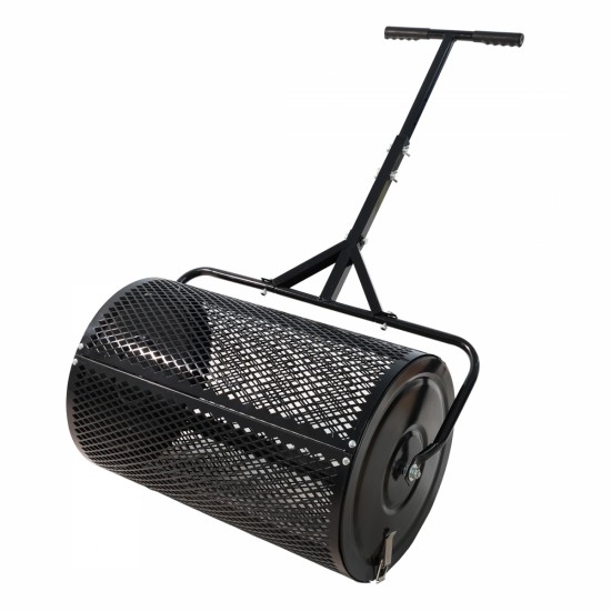 Compost Spreader Peat Moss Spreader with Upgrade T Shaped Handle for Planting Seeding Durable Lightweight Metal Mesh Spreader for Lawn Garden Care Manure Spreaders (Black)