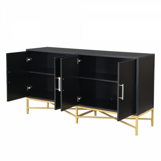 U_STYLE  Distinctive Features of Four-Door Sideboard with Metal and Cross-Leg Design,Suitable for Living Rooms,Entrance and Study