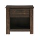 Rustic Style 1pc Dark Brown Nightstand of Drawer and Storage Cubby Metal Hardware Wooden Bedroom Furniture