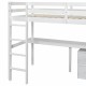 Twin Loft Wood Bed with Under-bed, Built-in Desk, a Storage Cabinet of 2 Drawers, Guardrails, Ladder,White