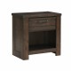 Rustic Style 1pc Dark Brown Nightstand of Drawer and Storage Cubby Metal Hardware Wooden Bedroom Furniture