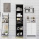 Double Door Narrow Height Slim Floor Standing Cabinet with 2 Adjustable Shelves-Black