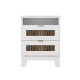 2-Drawer Farmhouse Wooden Nightstand with Wooden Strip Decoration and Metal Handle, Wood Side Table with Storage Cabinet for Bedroom, White