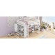 Wood Full Size Loft Bed with Built-in Wardrobe, Desk, Storage Shelves and Drawers, White