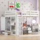 Wood Full Size Loft Bed with Built-in Wardrobe, Desk, Storage Shelves and Drawers, White