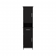 Double Door Narrow Height Slim Floor Standing Cabinet with 2 Adjustable Shelves-Black