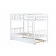 Twin Over Twin Rubber Wood Bunk Bed with Trundle, Convertible into 2 Twin Size Beds, Twin Size Bunk Bed with Ladder and Safety Guardrails, White