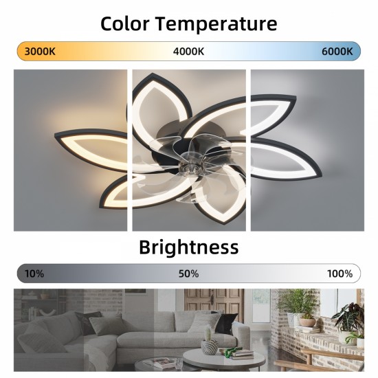 30.7In Ceiling Fan with Lights, Remote Control 3 Color Temperatures,6 Gear wind Speed Fan Light