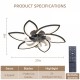 30.7In Ceiling Fan with Lights, Remote Control 3 Color Temperatures,6 Gear wind Speed Fan Light