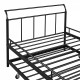 Twin Size Metal Daybed with Curved Handle Design and Twin Size Trundle, Black