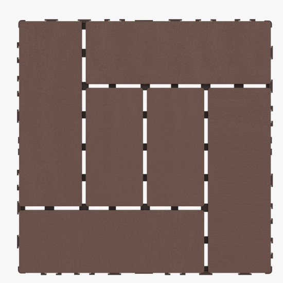 ZZ Style 12 Inch Patio Deck Tiles, DIY Module Interlocking Decking Tiles Floor Tile,Easy and Quick Installation Court Tiles for Porch Poolside Balcony Backyard 44pcs Red Brown