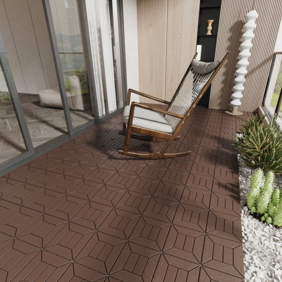 New Style 12 Inch Patio Deck Tiles, DIY Module Interlocking Decking Tiles Floor Tile,Easy and Quick Installation Court Tiles for Porch Poolside Balcony Backyard 44pcs Red Brown