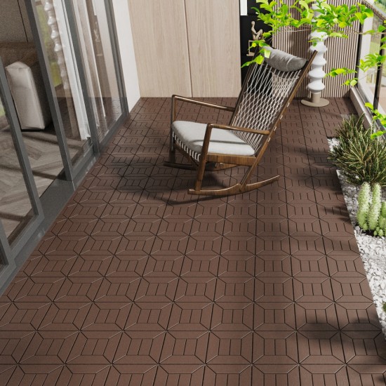 New Style 12 Inch Patio Deck Tiles, DIY Module Interlocking Decking Tiles Floor Tile,Easy and Quick Installation Court Tiles for Porch Poolside Balcony Backyard 44pcs Red Brown