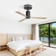 52 Inch Modern Flush Mount Ceiling Fan with led light and Remote Control, 3 ABS Blades Noiseless Reversible DC Motor for Patio Living Room