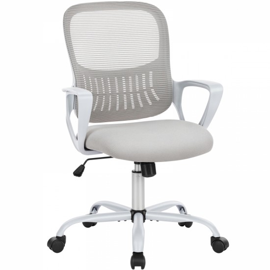 Sweetcrispy Ergonomic Office Chair Home Desk Mesh Chair with Fixed Armrest Executive Computer Chair with Soft Foam Seat Cushion