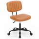 SWEETCRISPY PU Leather Low Back Task Chair Small Home Office Chair with Wheels