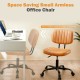 SWEETCRISPY PU Leather Low Back Task Chair Small Home Office Chair with Wheels