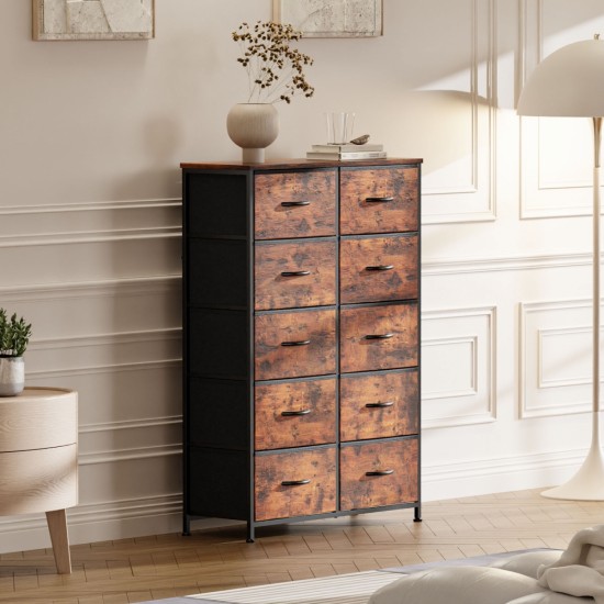 sweetcrispy Dresser for Bedroom Storage Drawers, Fabric Storage Tower with 12 Drawers Sturdy Metal Frame