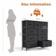 Sweetcrispy 9 Tall Fabric Clothes Cabinet Storage Organizers and Wood Top Surface Table Chest of Drawers, Living Room, Hallway, Porch, Kids Bedroom Dresser, Black