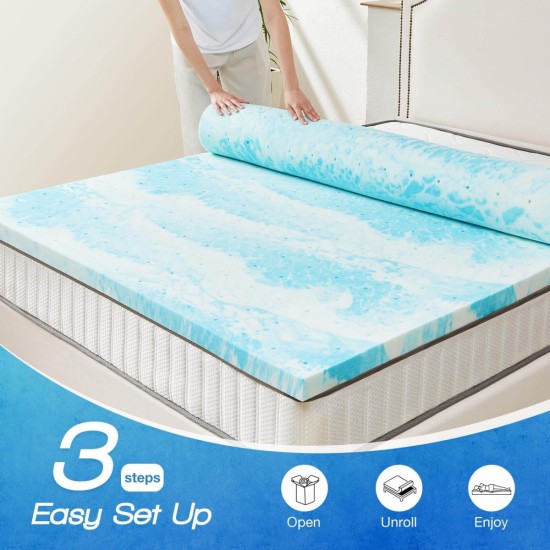 Memory Foam Cooling Gel Swirl Infused Bed Topper for Back Pain,2 Inches,Full