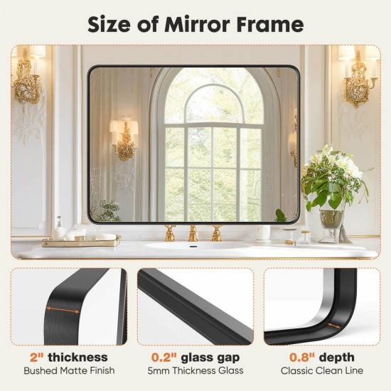 Bathroom Mirror Vanity Mirror for Wall,Aluminum Alloy Framed Wall Mirror Farmhouse,40 Inch ×30 Inch 