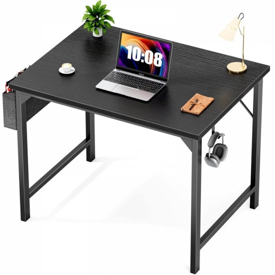 Modern Simple Style Wooden Work Office Desks with Storage,31 Inch,Black