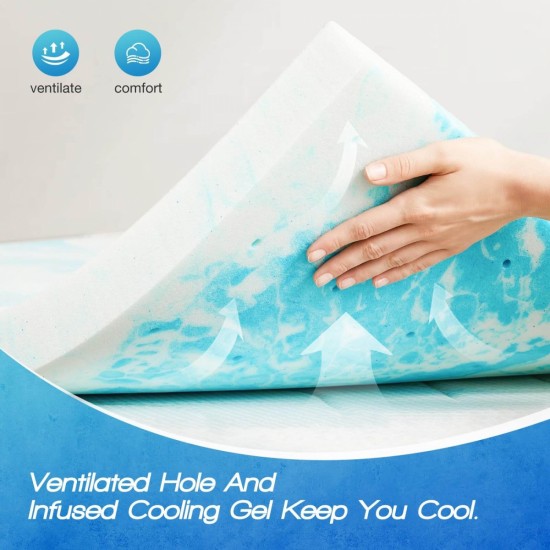 Memory Foam Cooling Gel Swirl Infused Bed Topper for Back Pain,2 Inches,Twin